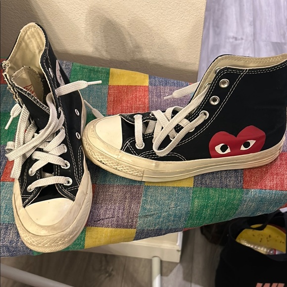 Converse Black High-Top Sneakers with Heart Design - Picture 1 of 8